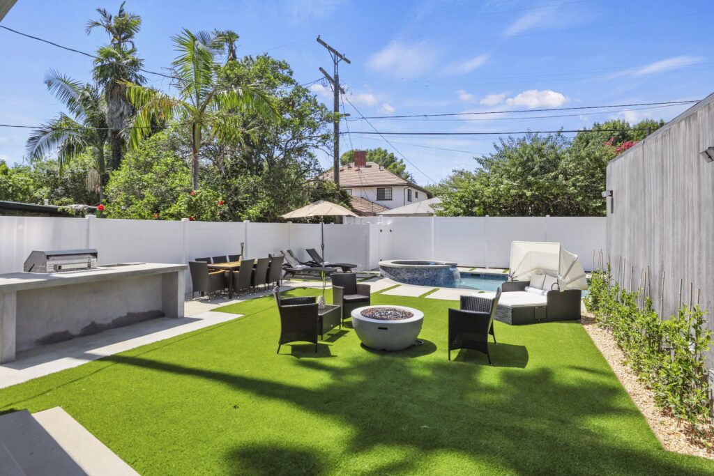 Sunnyslope Sherman Oaks remodel - backyard lounge and turf